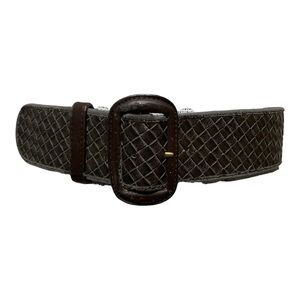 Women’s Vintage Y2K X-Wide Woven Leather Belt Sz 32”-34”
